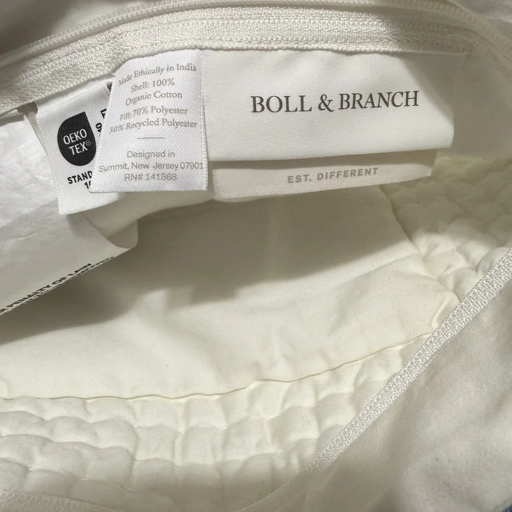 Boll & Branch Signature Handstitched Quilted Sham Standard Size White  x 2